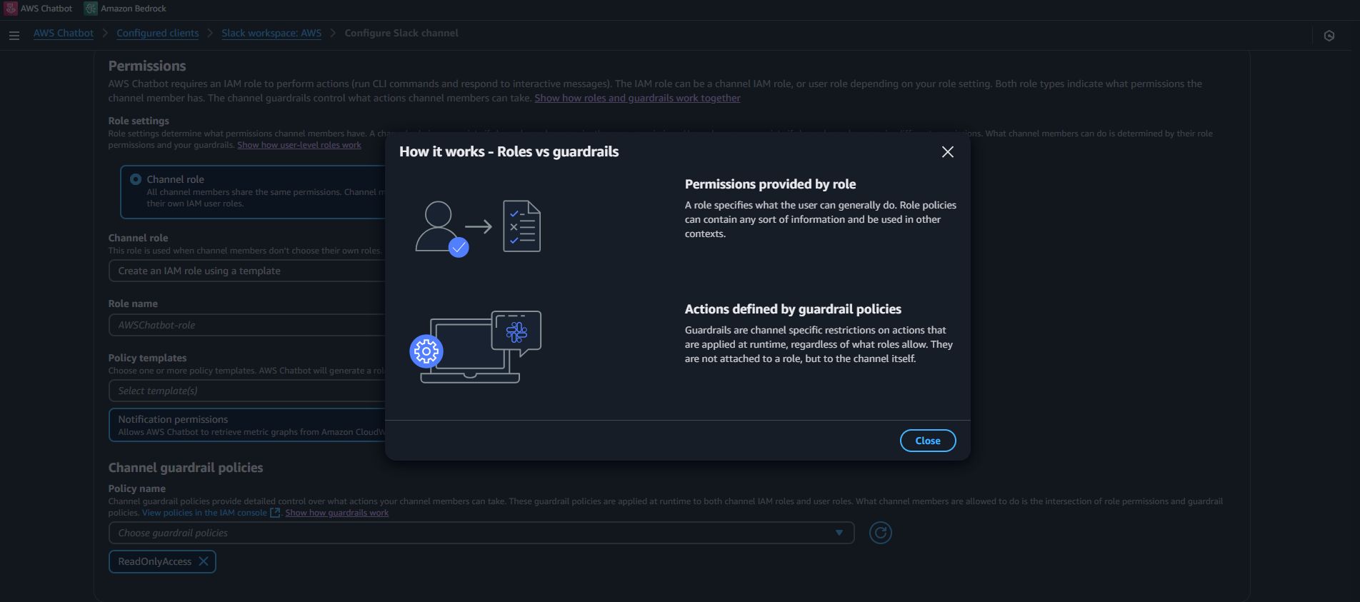 How it works modal comparing roles versus guardrails